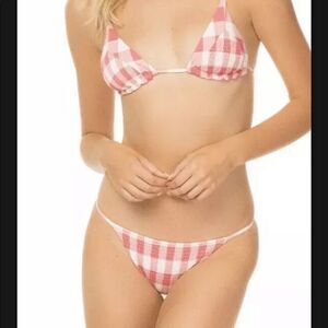 NWT Tori Praver Marais Riviera Smocked Check Bikini Bottom Large